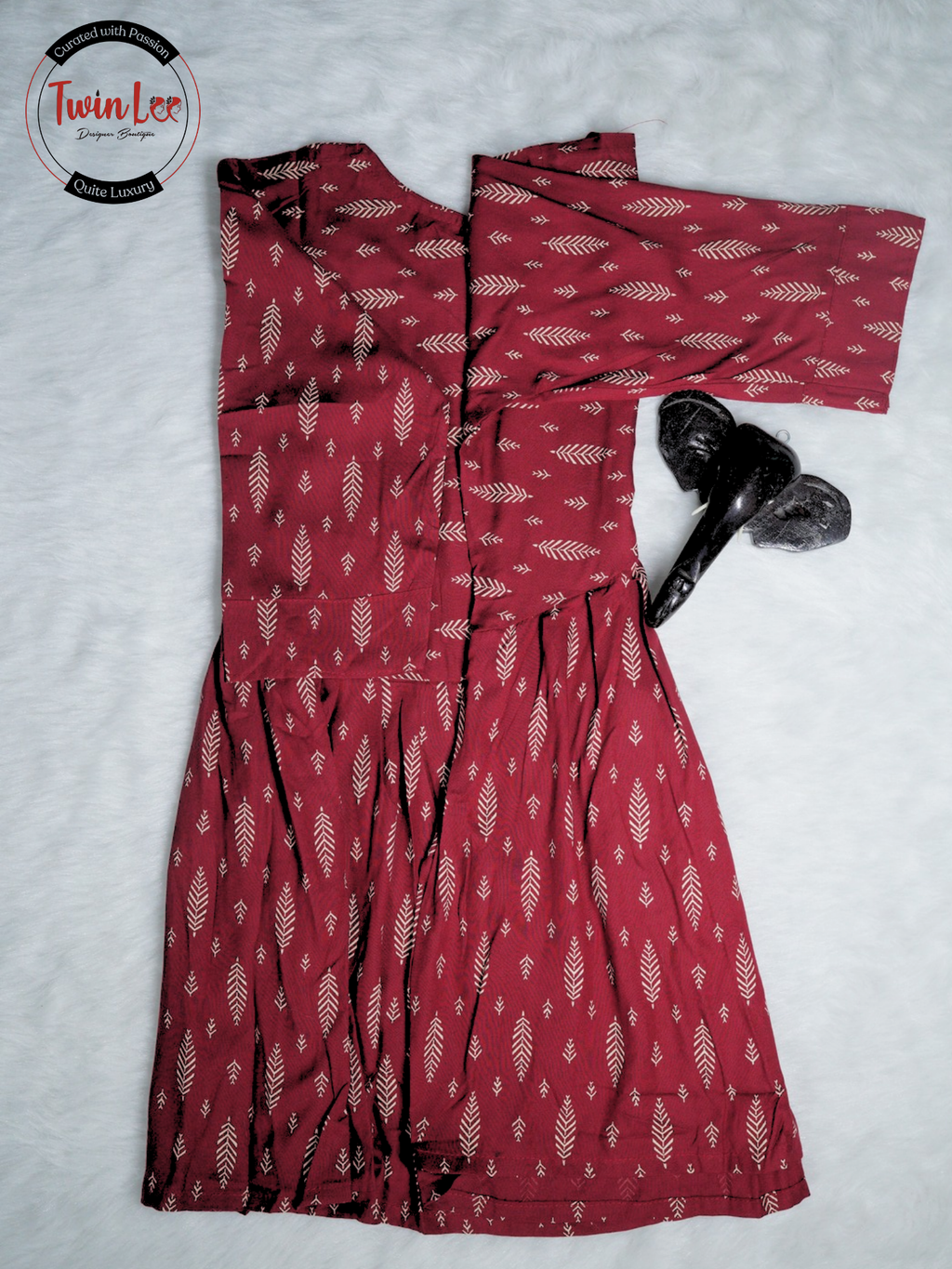 Maroon Leaf Print Peplum Top/Kurti