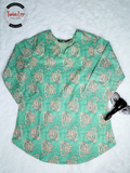Mint Green Paisley Print Straight Cotton Top/Kurti