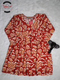 Rust Orange Floral Print Peplum Top/Kurti