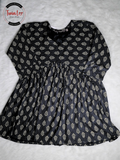 Black Block Print Flared Peplum Top/Kurti