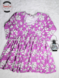 Mauve Purple Floral Flared Peplum Top/Kurti