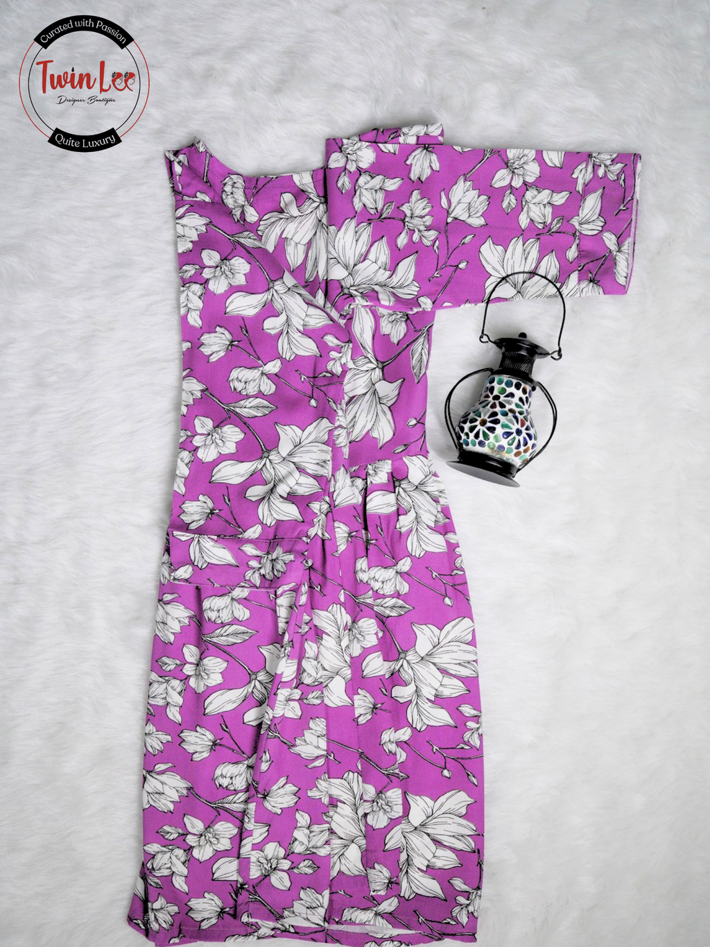 Mauve Purple Floral Flared Peplum Top/Kurti