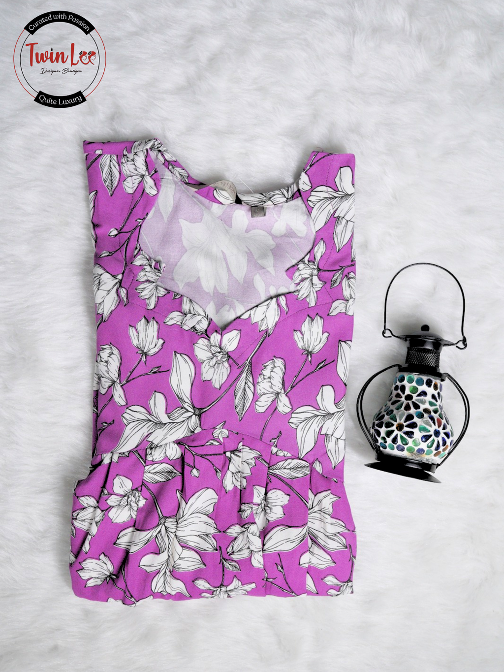 Mauve Purple Floral Flared Peplum Top/Kurti