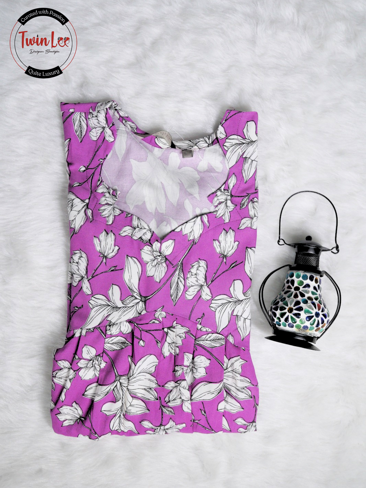 Mauve Purple Floral Flared Peplum Top/Kurti