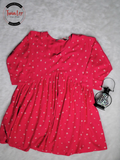 Hot Pink Tiny Star Print Flared Peplum Top/Kurti
