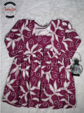 Plum Purple Vine Print Flared Peplum Top/Kurti
