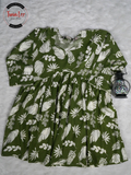Dark Green Mixed Leaf Flared Peplum Top/Kurti