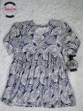 Blue and White Leaf Print Peplum Top/Kurti