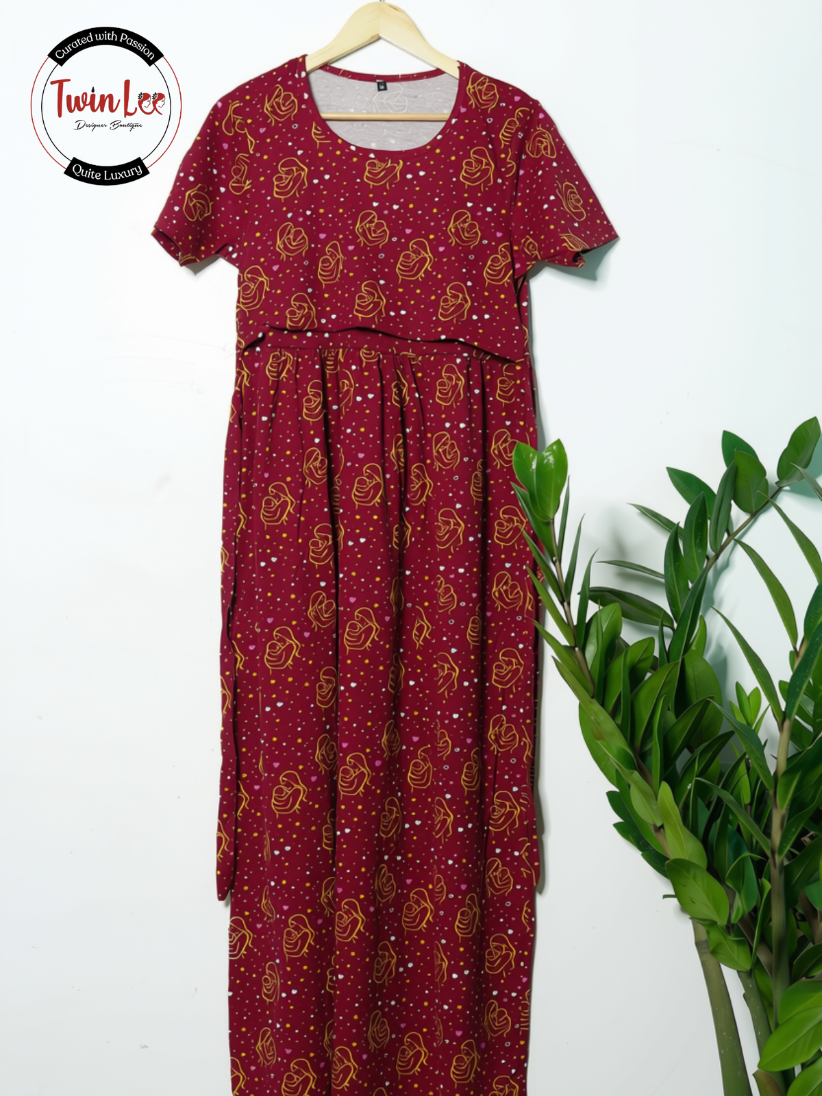 Maternity and Nursing Maxi Dress - Cotton