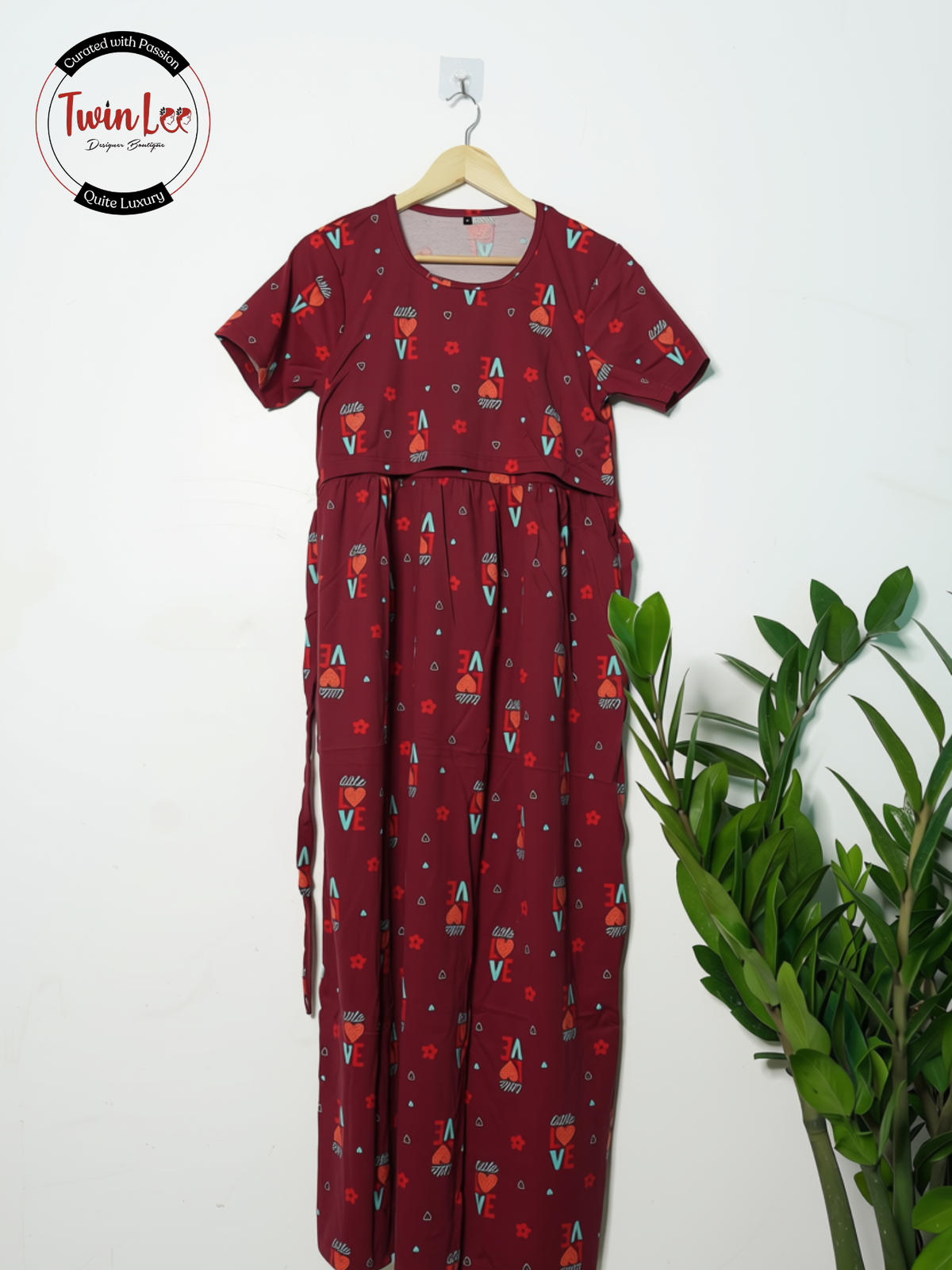 Maternity and Nursing Maxi Dress - Cotton