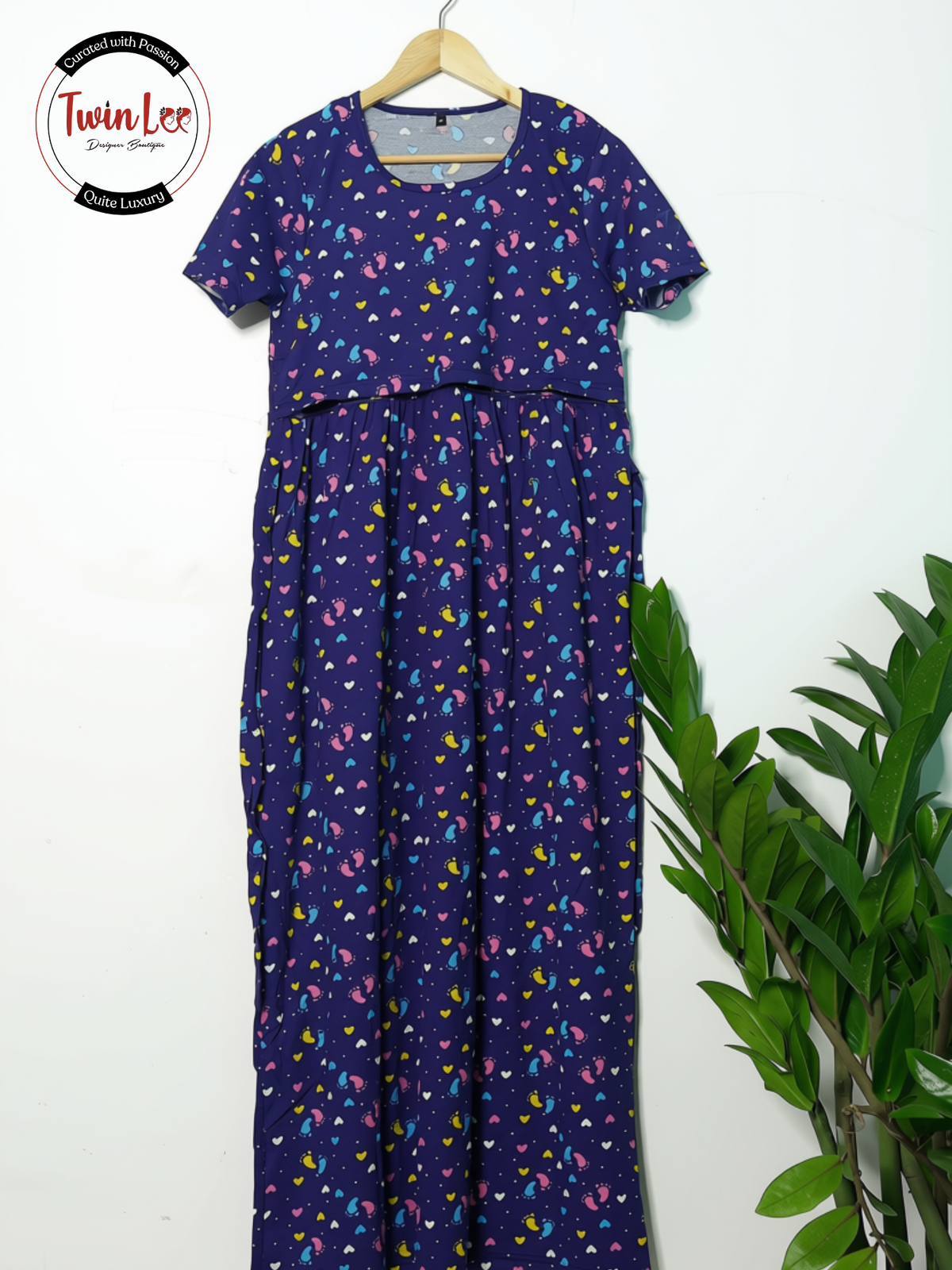 Maternity and Nursing Maxi Dress - Cotton
